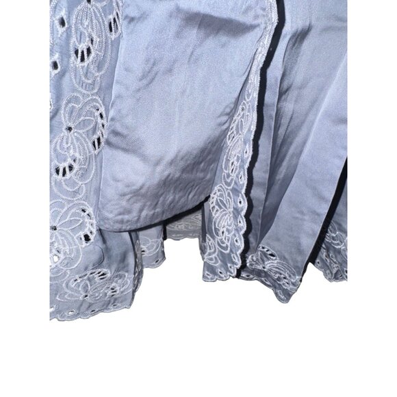 Lovestitch Womens Long Sleeve Embroidered Lace Trim Dress Light blue Polyester S - Picture 7 of 13